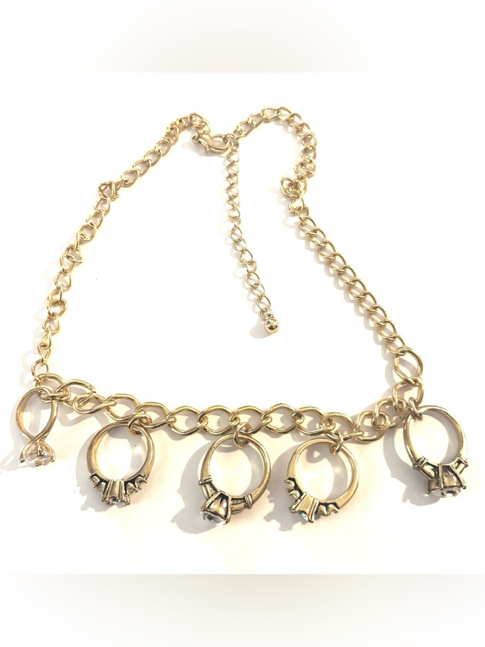 Fashion Jewelry Gold-Tone Ring Charm Necklace